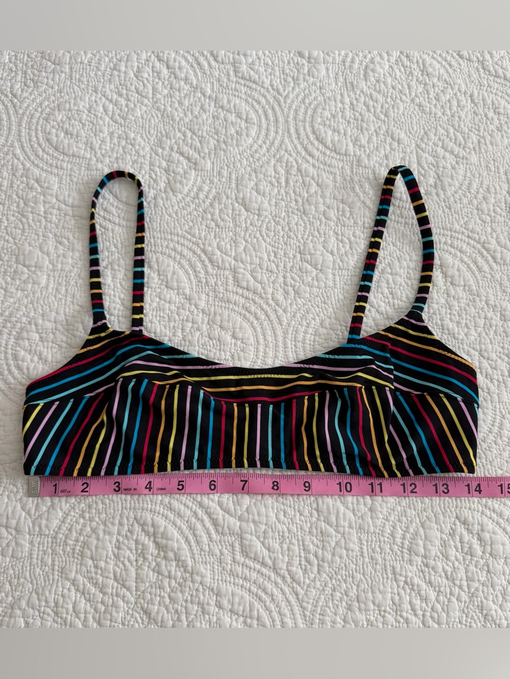 Solid & Striped Bikini Set Womens Medium Black Multicolor Retro Striped Summer - Picture 5 of 8
